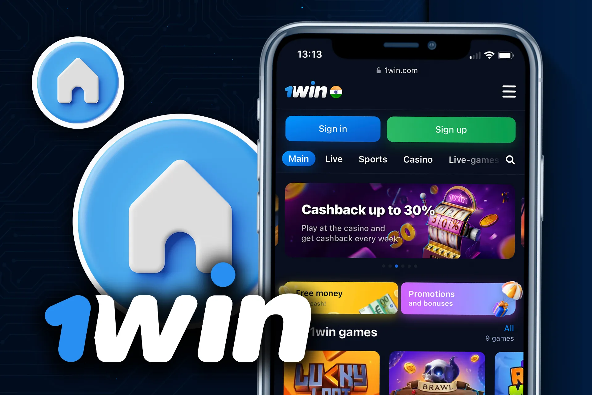 You can bet via the mobile version of 1Win website.