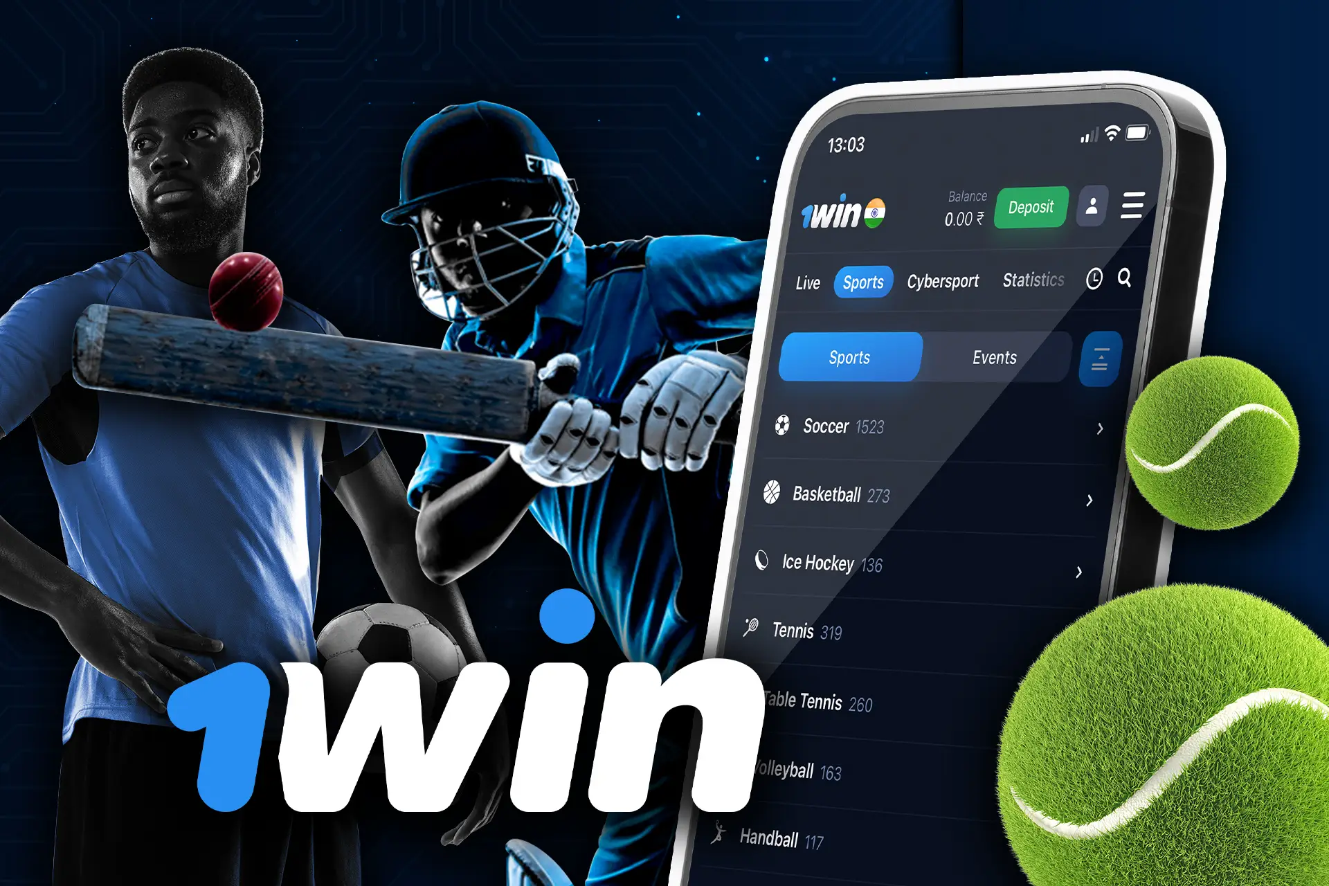 You can bet on various sports via 1Win application anywhere.