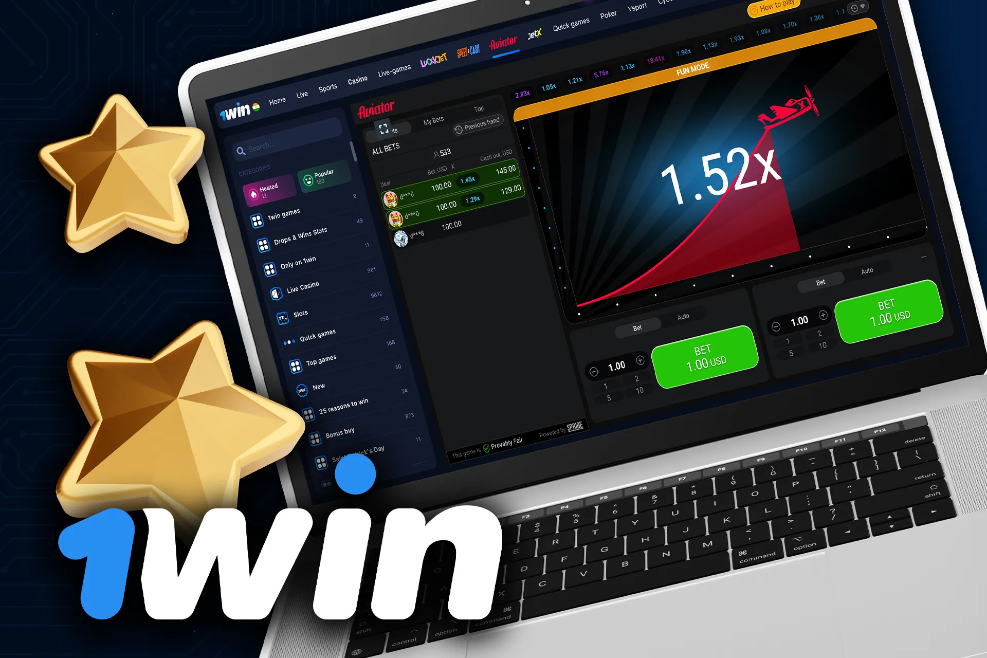 Aviator is a well-known game with unique mechanics at 1Win casino.