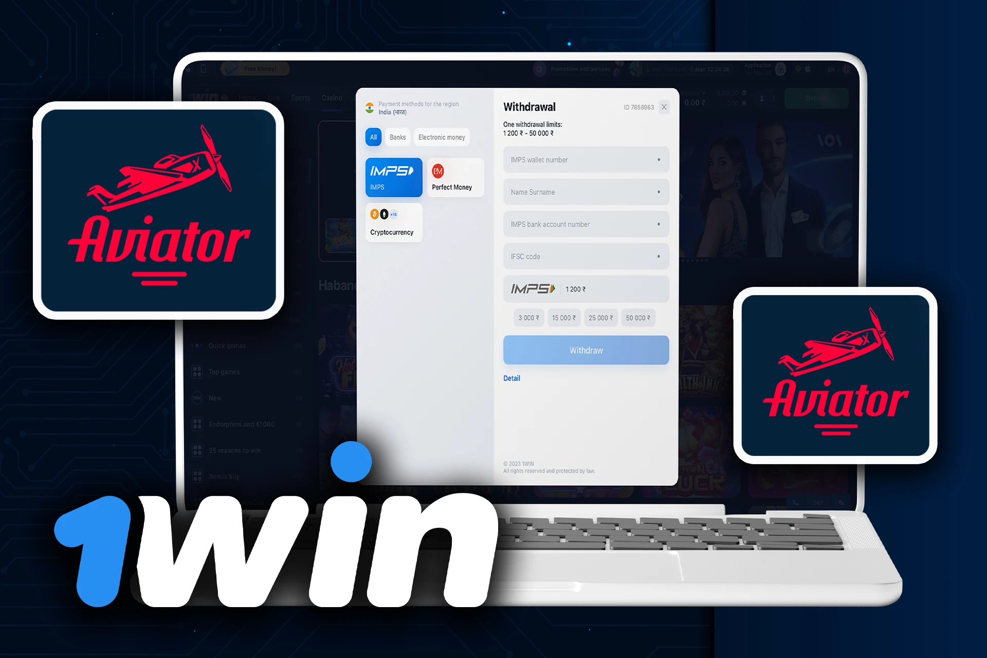 You can withdraw money the same way as the deposit at 1Win.