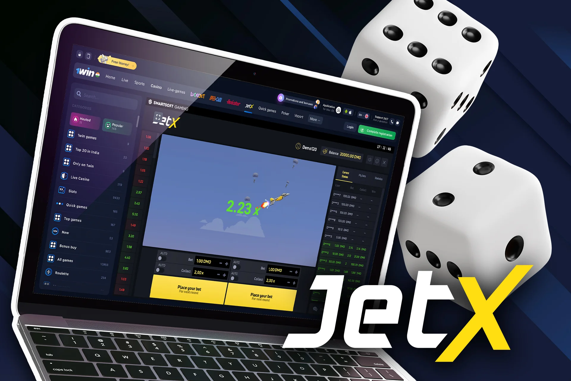 Wait for the higher odds or cash out immediately in 1Win JetX.