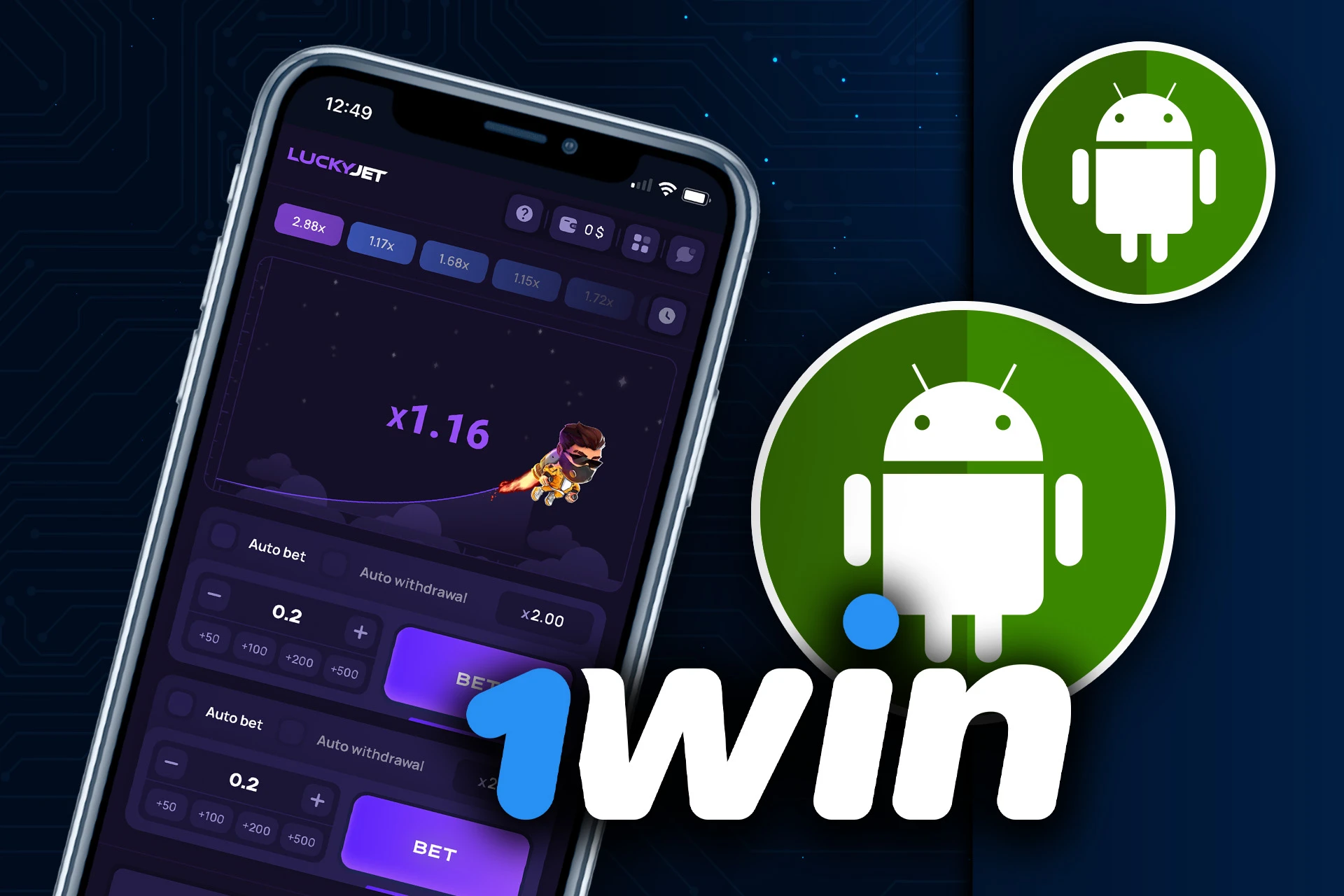Download the 1Win app on your Android device to play Lucky Jet.