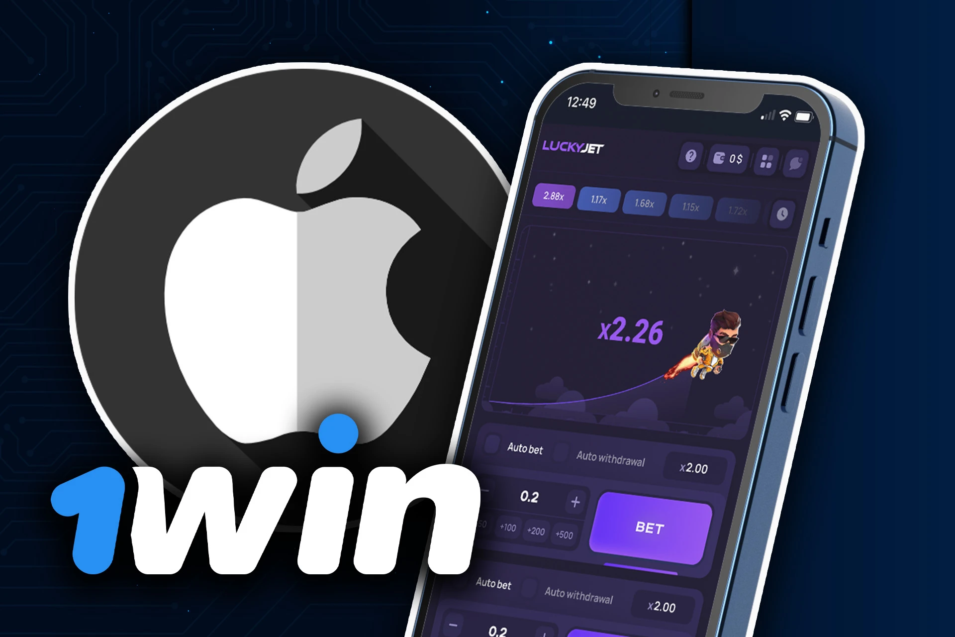 You can install the Lucky Jet game on your iPhone with 1Win app.