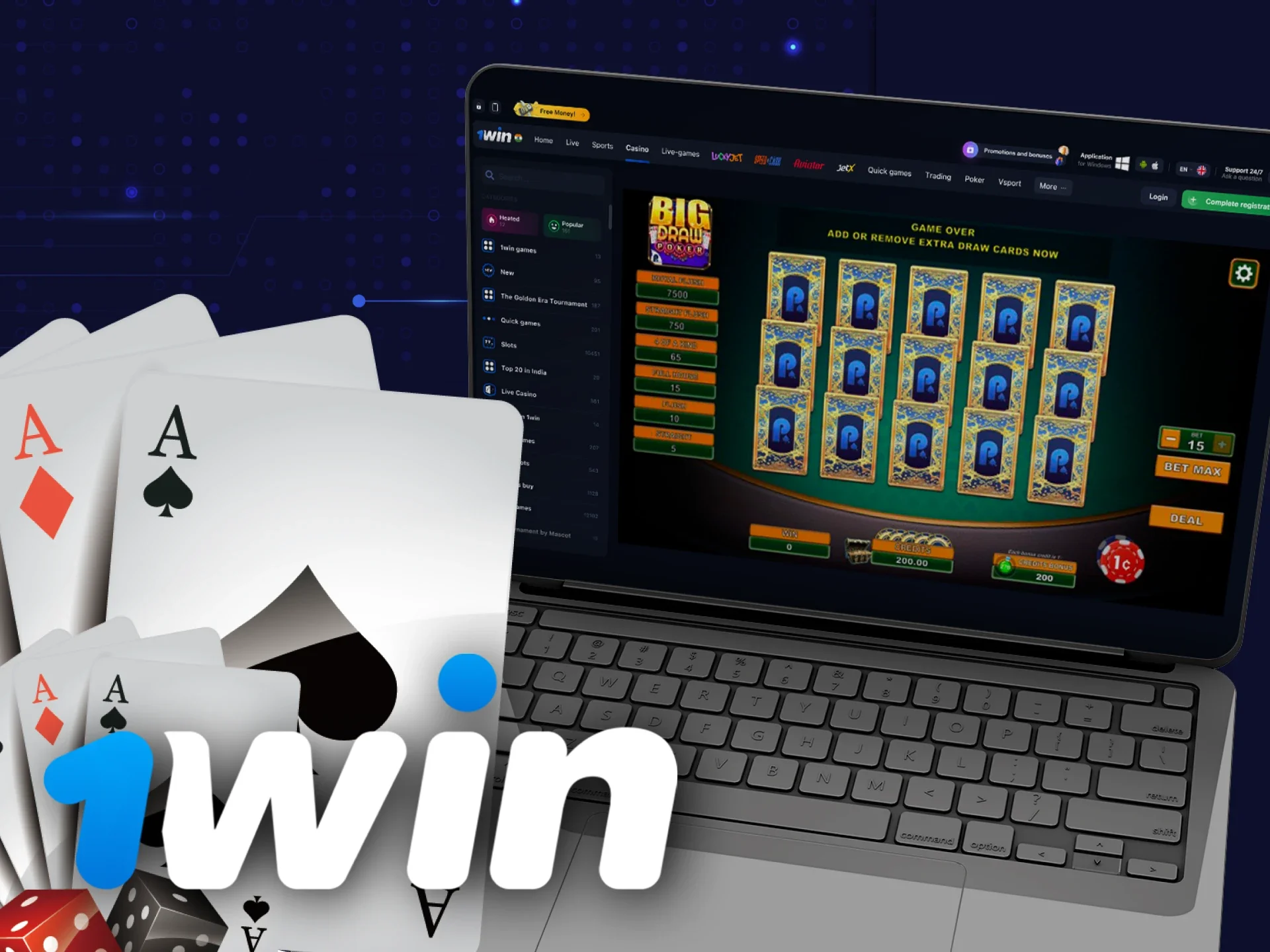 Draw version of poker is a great way of playing at 1Win casino.