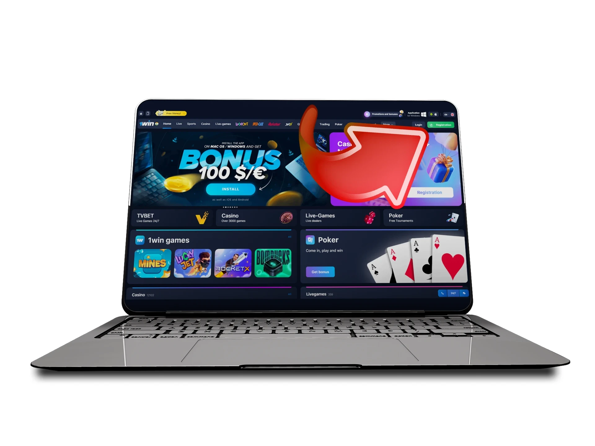 Start the registration procedure at 1Win website.