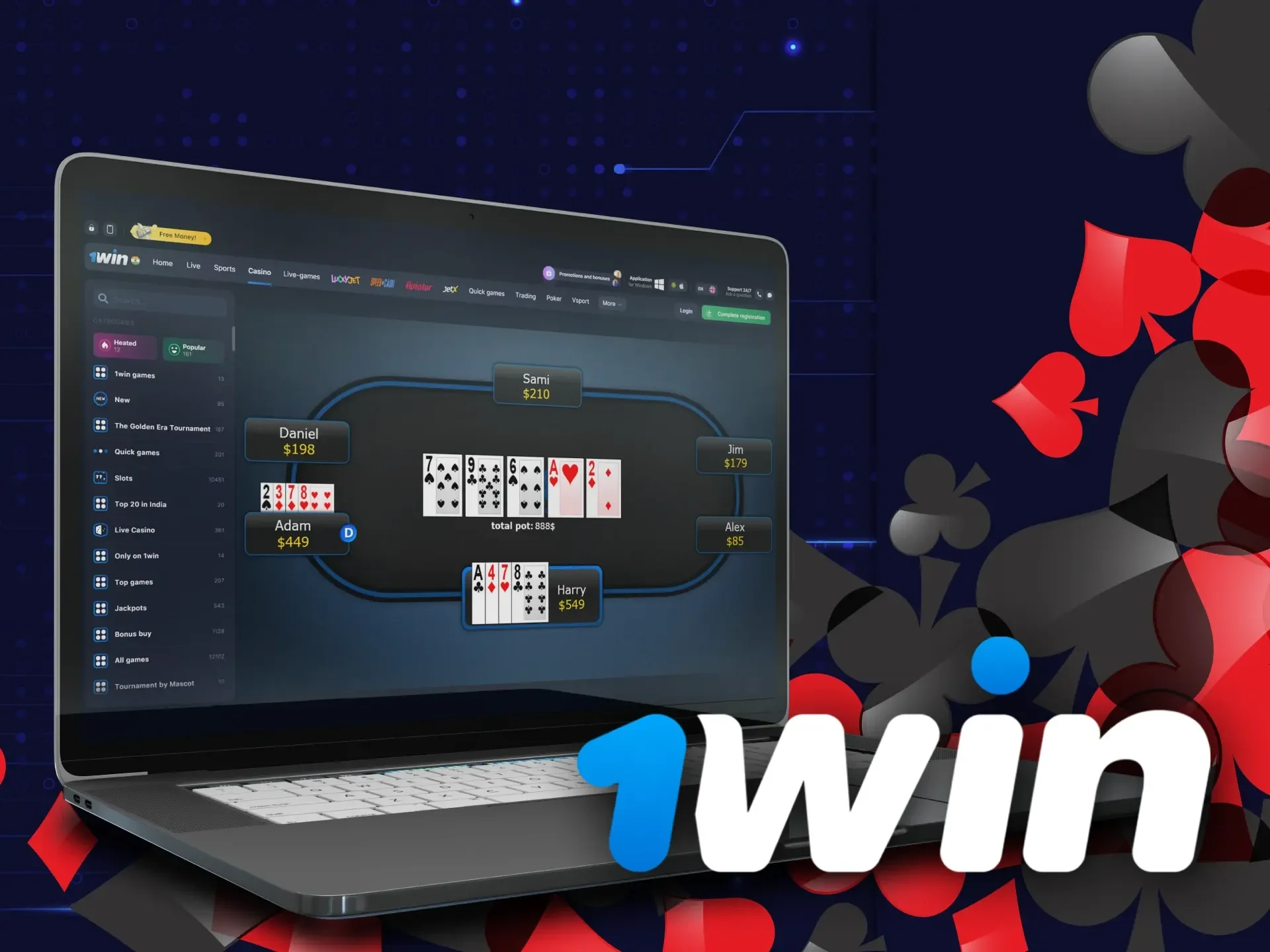 Win big by playing Omaha poker type in the 1Win casino.